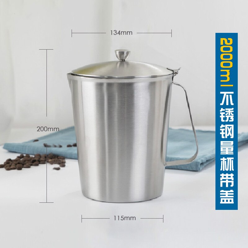 1pc 500ml,700ml, 1000ml, 1500ml,2000ml Stainless Steel Lab Beaker With Cover, Measuring Cups With Inner Scale For Laboratory
