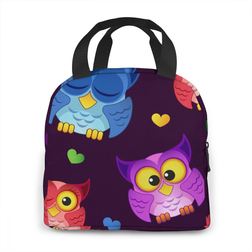 Nette Bunte Eulen Kühltasche Tragbare Reißverschluss Thermische Mittagessen Tasche Bequem Mittagessen Kasten Tote Lebensmittel Tasche