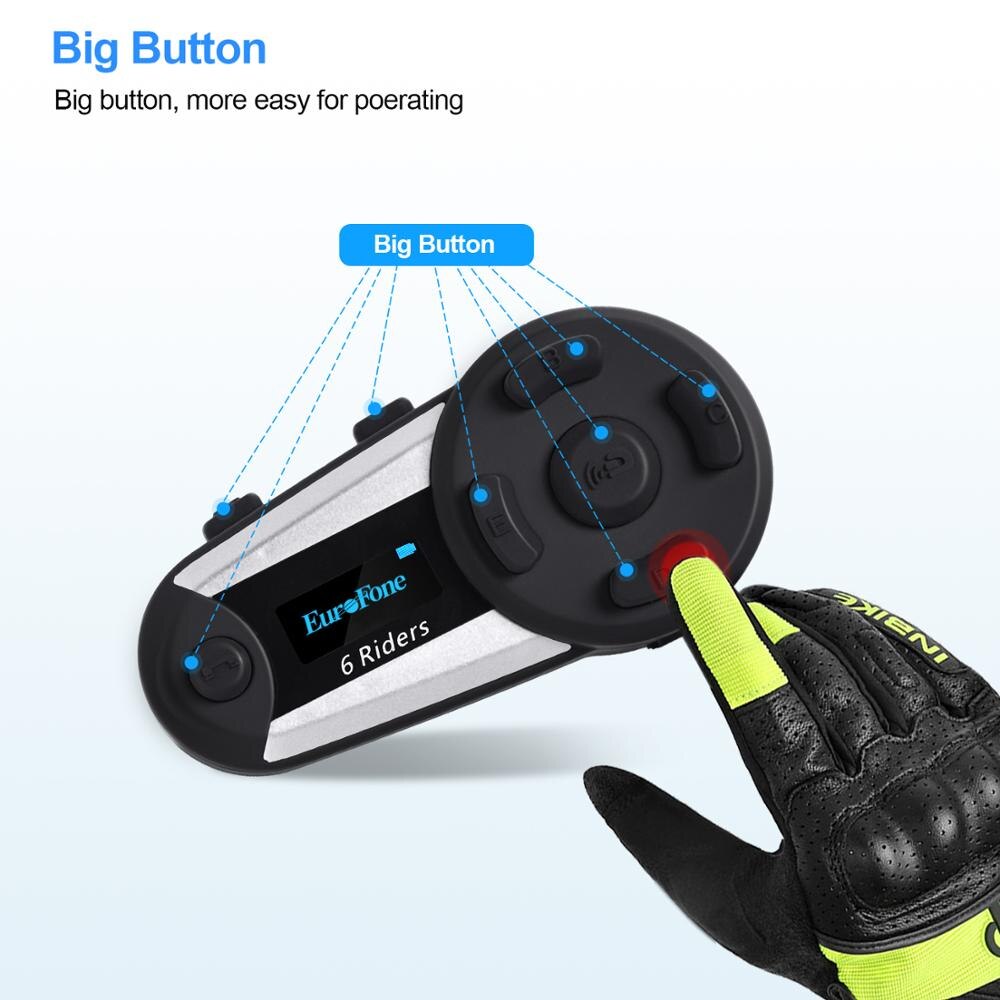 Lcd V6 Intercom Moto Rcycle Helm Intercom Moto Bluetooth Helm Headset 6 Riders 1200M Intercomunicador Fm