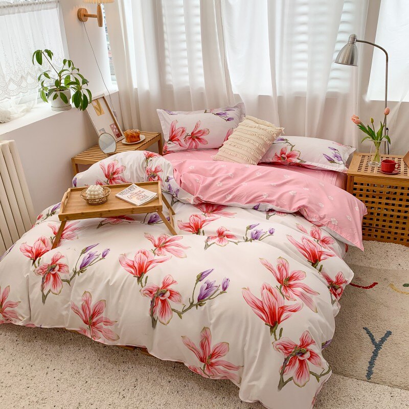 Chinese Bedding Set,Duvet Cover 175x220 3Pcs With Pillowcase,Red Flower Pattern 200x230 Quilt Cover,King Size Blanket Cover