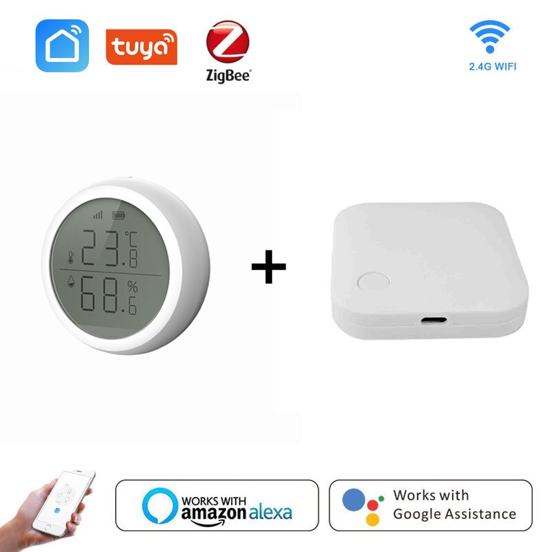 Temperature And Humidity Sensor With LCD Screen Display Working With TuYa ZigBee Hub Battery Powered Smart Life: Option 1