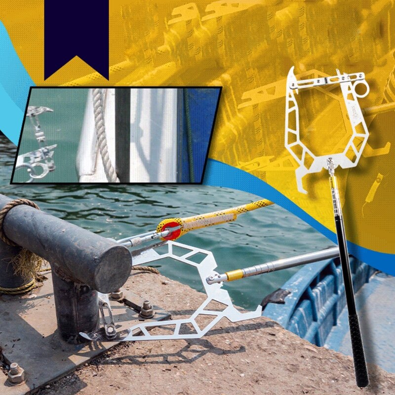 50LC Telescopic Mooring Rope Anti-rust Aluminum Alloy U Shaped Threader Boat Hook