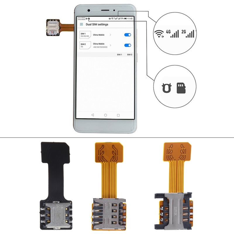 Hybride Dubbele Dubbele Sim-Kaart Micro-Adapter Voor Android Telefoon Extender Mic