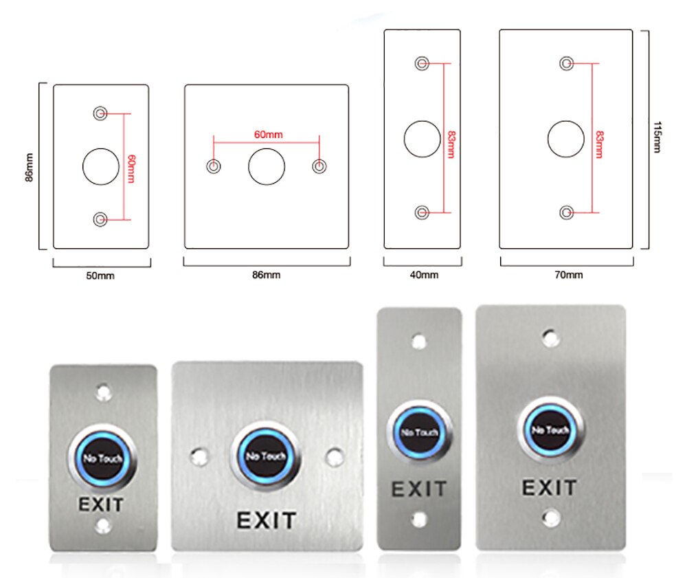 DC12V 24V IP68 Waterproof Time Delay Contactless No Touch Infrared Lock Exit Button Door Release Switch