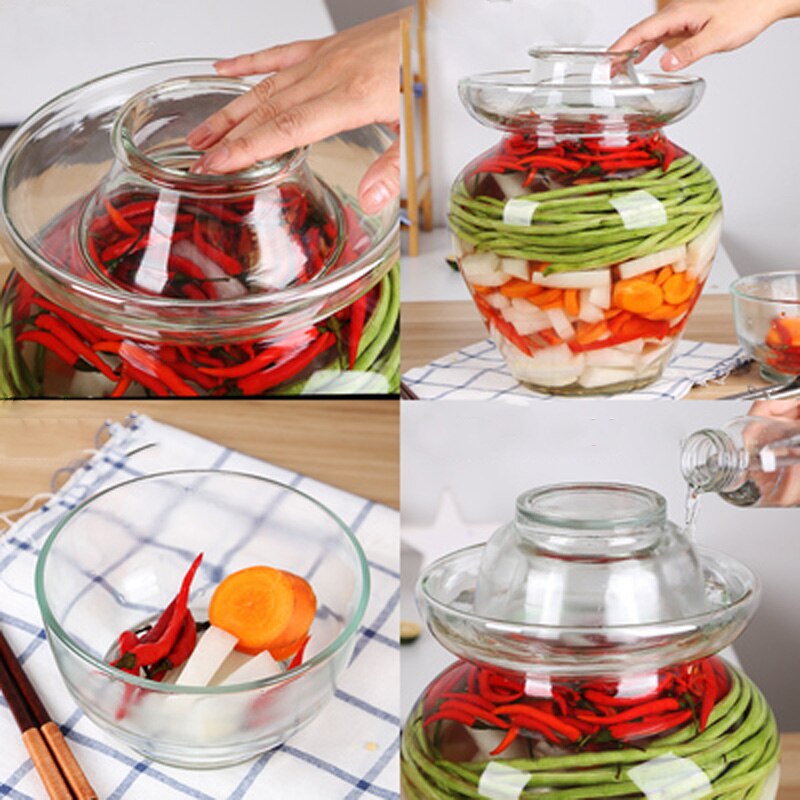 Transparent Glass Container Kimchi Storage Jar Kitchen Thickened Pickled Cans Household Pickled Jar Sealed Can