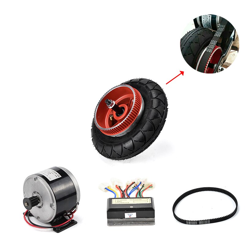 E Scooter Conversion Kit 24V 300W Brushed DC Motor with Belt Electric bike Motor Controller Rear Teeth Sprocket Wheel
