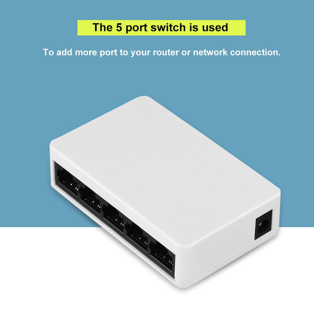 Ethernet Switch Switcher 5-Port Fast Ethernet 10/100Mbps Desktop Switch Switcher Rj45 Lan Splitter Hub