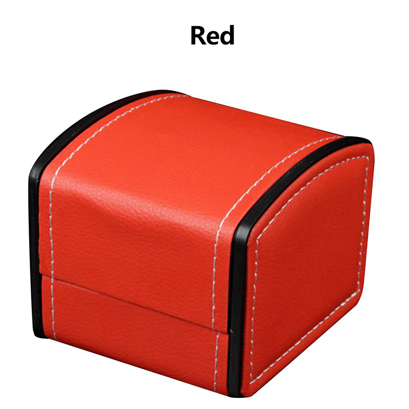Smykkeudstillingsæske enkelt urkasse kunstlæder firkantet etui pudepude bærbar størrelse opbevaringsboks 3 farver: Rød