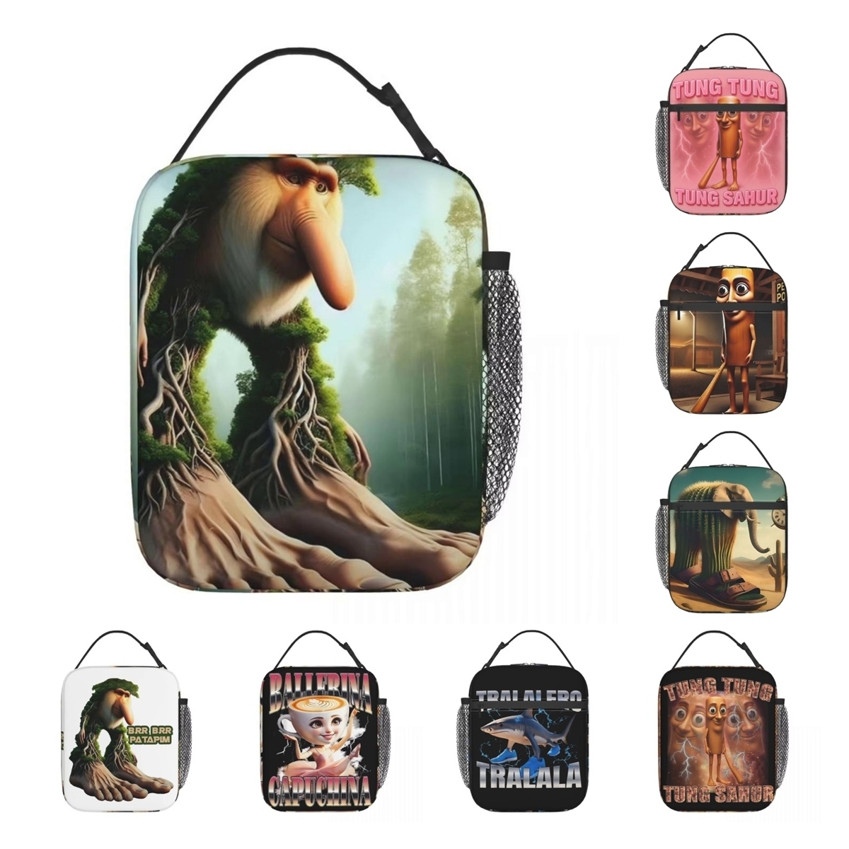 Brr Brr Patapim Meme Thermal Insulated Lunch Bag for Office Italian Brainrot Memes Portable Bento Box Cooler Thermal Lunch Boxes