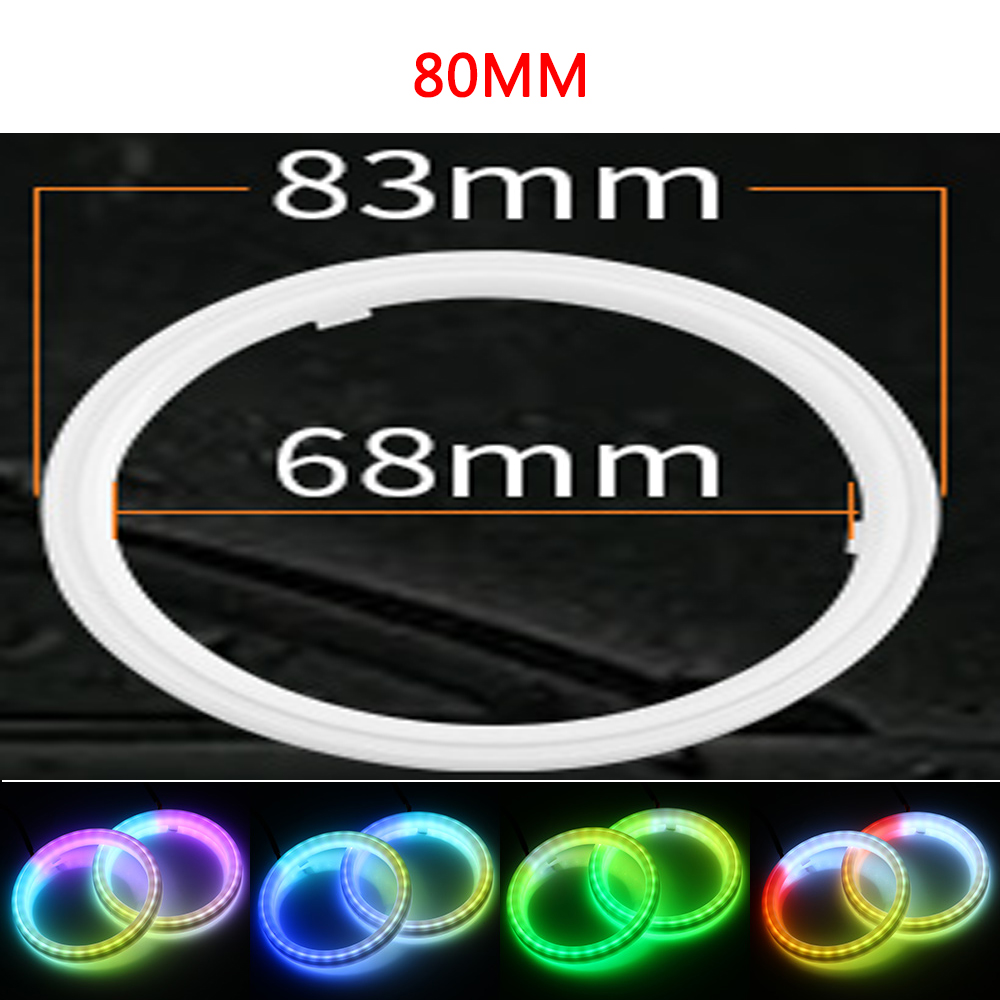 Bil LED Angel Eyes Halo Ringar - RGB med Blinkers - 60mm till 120mm - APP Bluetooth DRL Strålkastare: 6000k kallvit