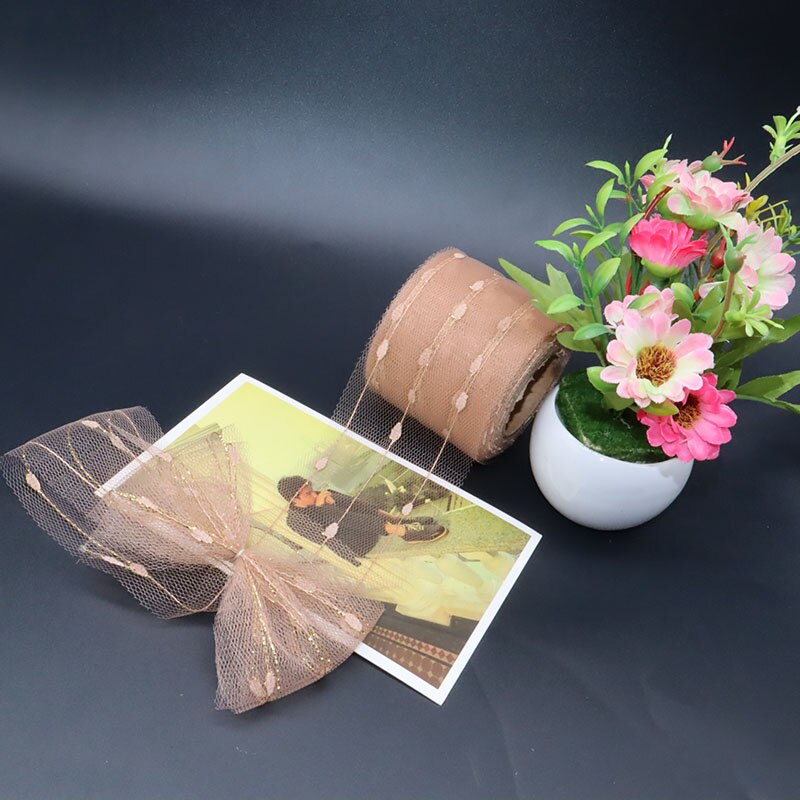 25 yards 6cm kristall tyll rulle organza ren gasväv baby shower favor bröllop bil dekoration fest hem trädgård hantverk leveranser: Lätt kaffe