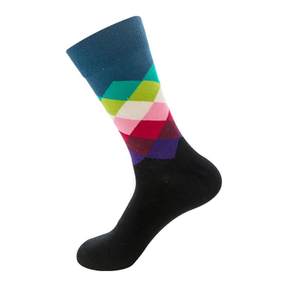 Chaussettes rayées pour hommes, à carreaux, à diamants de , en coton peigné, chaussettes: 19