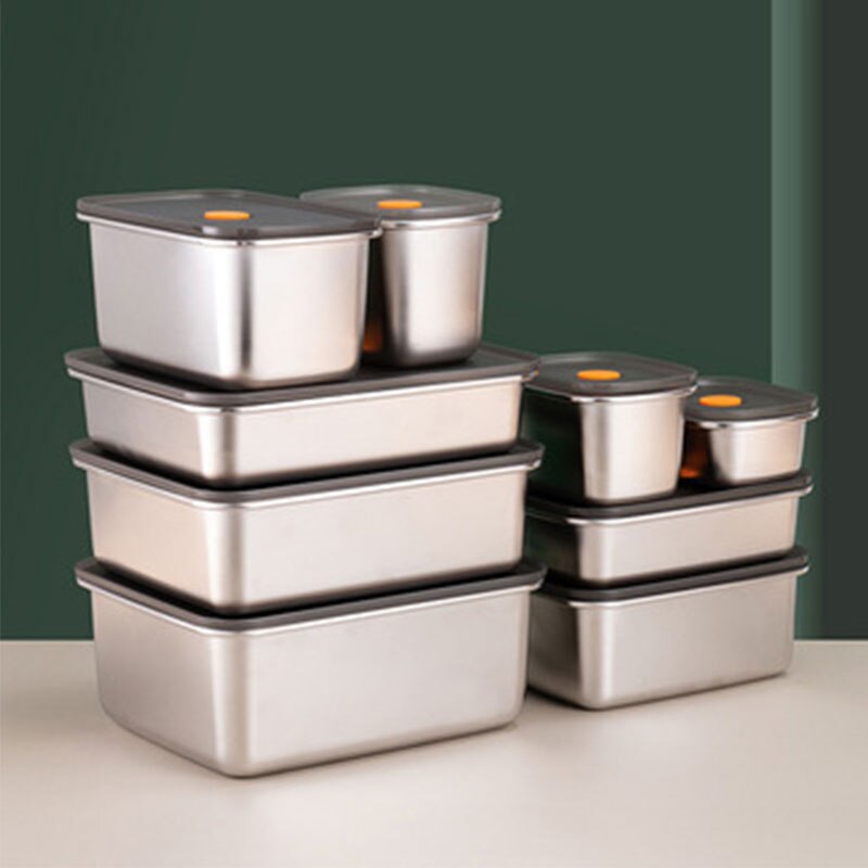 250ML/600ML/1000ML 304 Stainless Steel Bento Lunch Box With Lid Food Containers Fresh-keeping Box Home Leak-Proof Storage Box