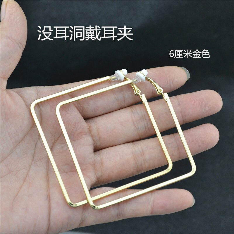 Clip On The Ear Without Piercing Earrings for Women Jewelry Fine Accessories Non Pierced Girl Students Ladies Earrings: gold clip 6cm