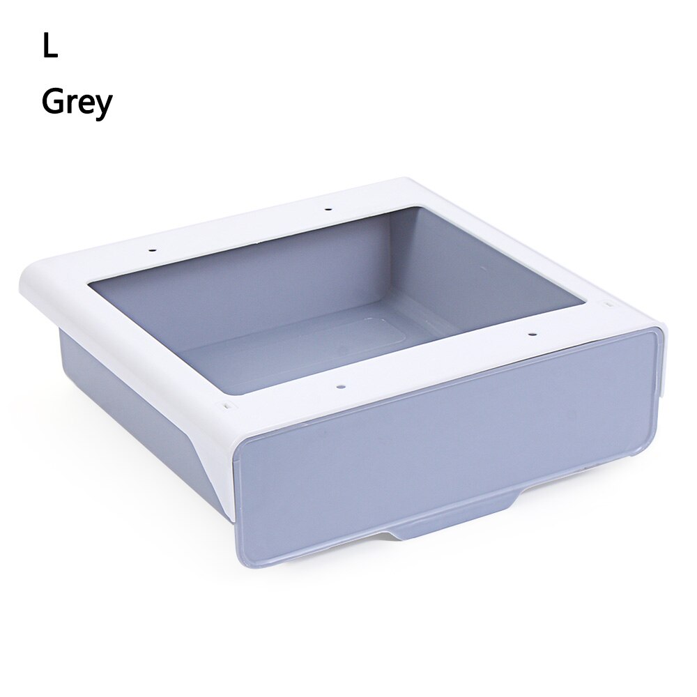1PC Under Desk Storage Drawer Desk Stand Self Stick Pencil Tray Desk Table Organizer Box Convenient Office Container Newest: Style2-Gray-L