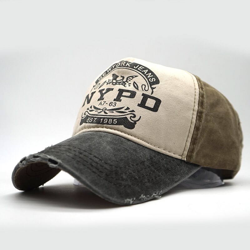 Engros snapback cap letter stil nypd baseball cap monteret hat afslappet kasket panel vask cap til mænd kvinder unisex gorras: 1