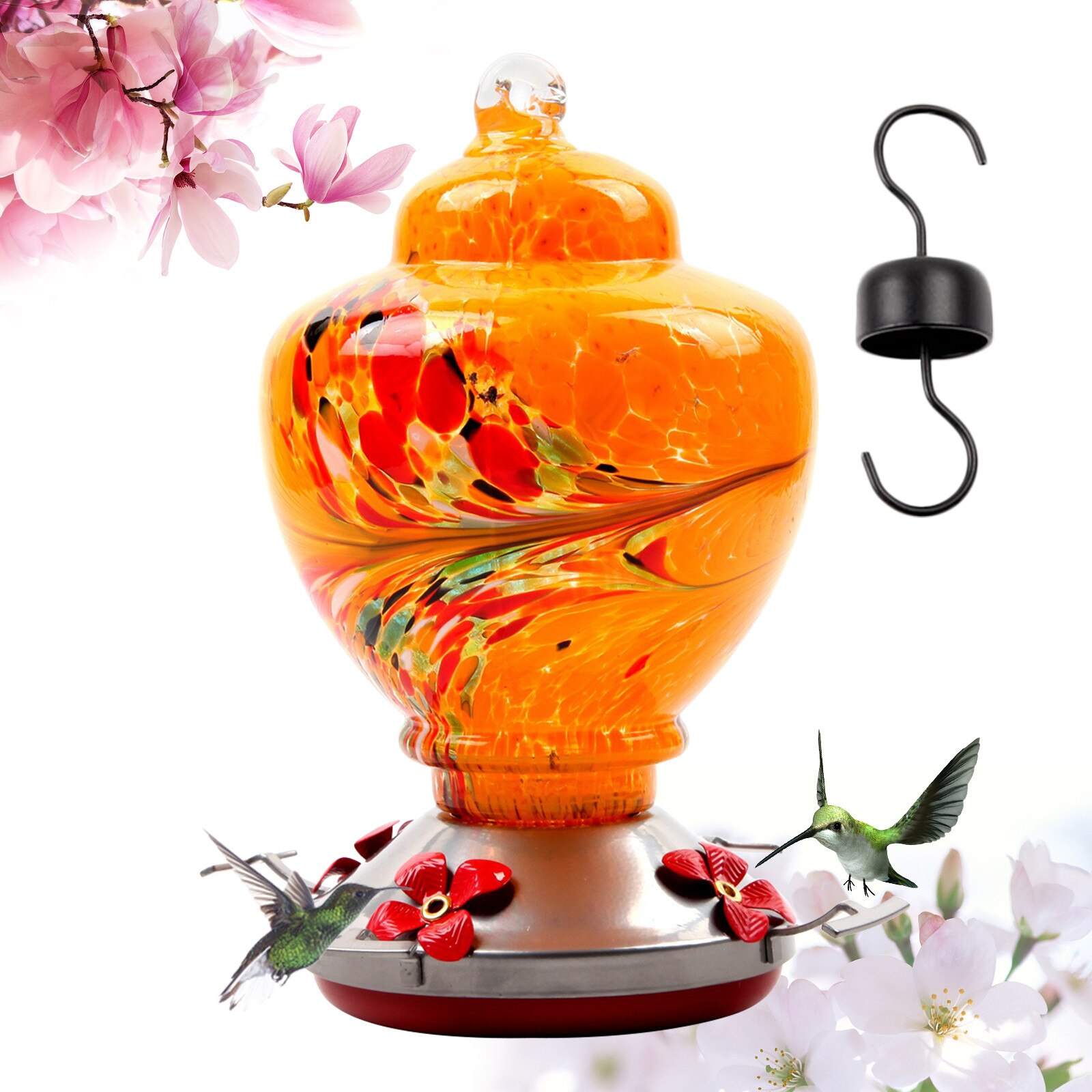 Yard Garden Decor Hummingbird Feeder Handgeblazen ... – Grandado