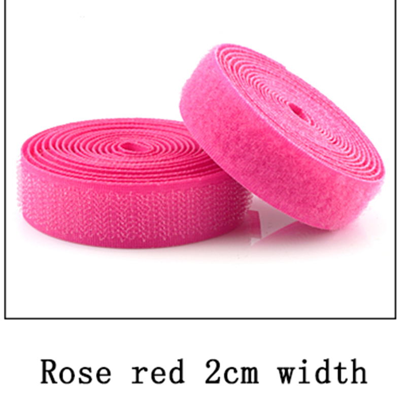 2 meter 16/20mm kardborrefästen sugru kardborreband utan självhäftande fäste nylon magisk tejp remsa sömnadstillbehör kardborre: 20mm / Ros röd 2m