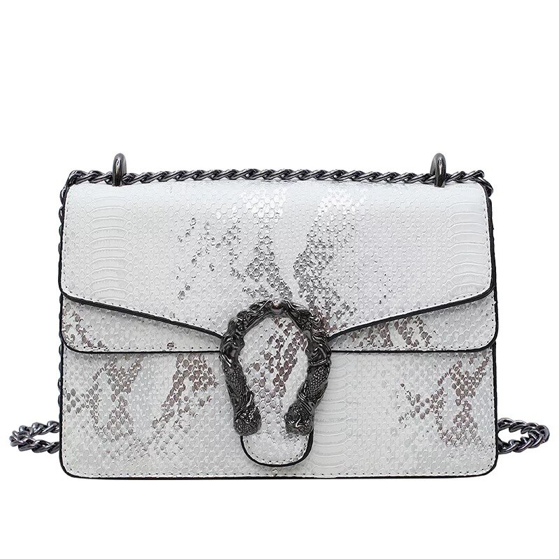 Dames chian schoudertassen casual serpentine leren vierkante tassen voor dames pu slangenpatroon koerierstas