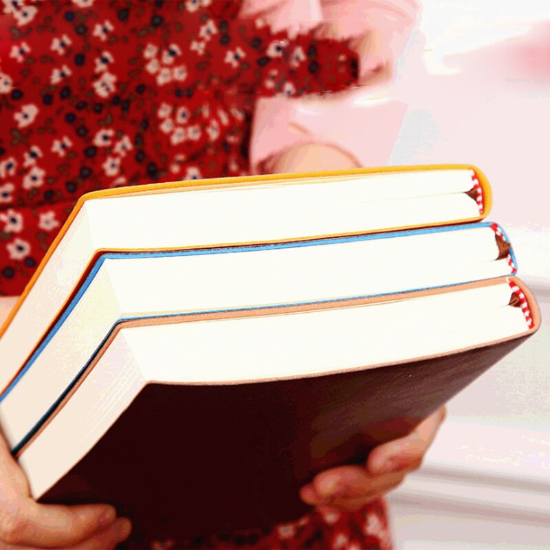 Zacht pu-leren notitieboek,  a5 a6 b5 drie maten, dik dagboek, notitieboek, effen kleur, agenda, planner, notitieblok