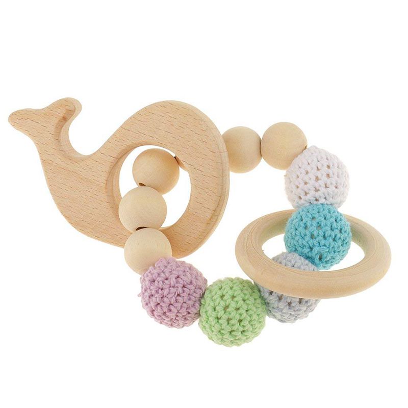 1 pc di trasporto di Legno Giocattoli Educativi per Bambini Sonaglio Giocattolo Del bambino Dentizione Accessori multicolore-Balena