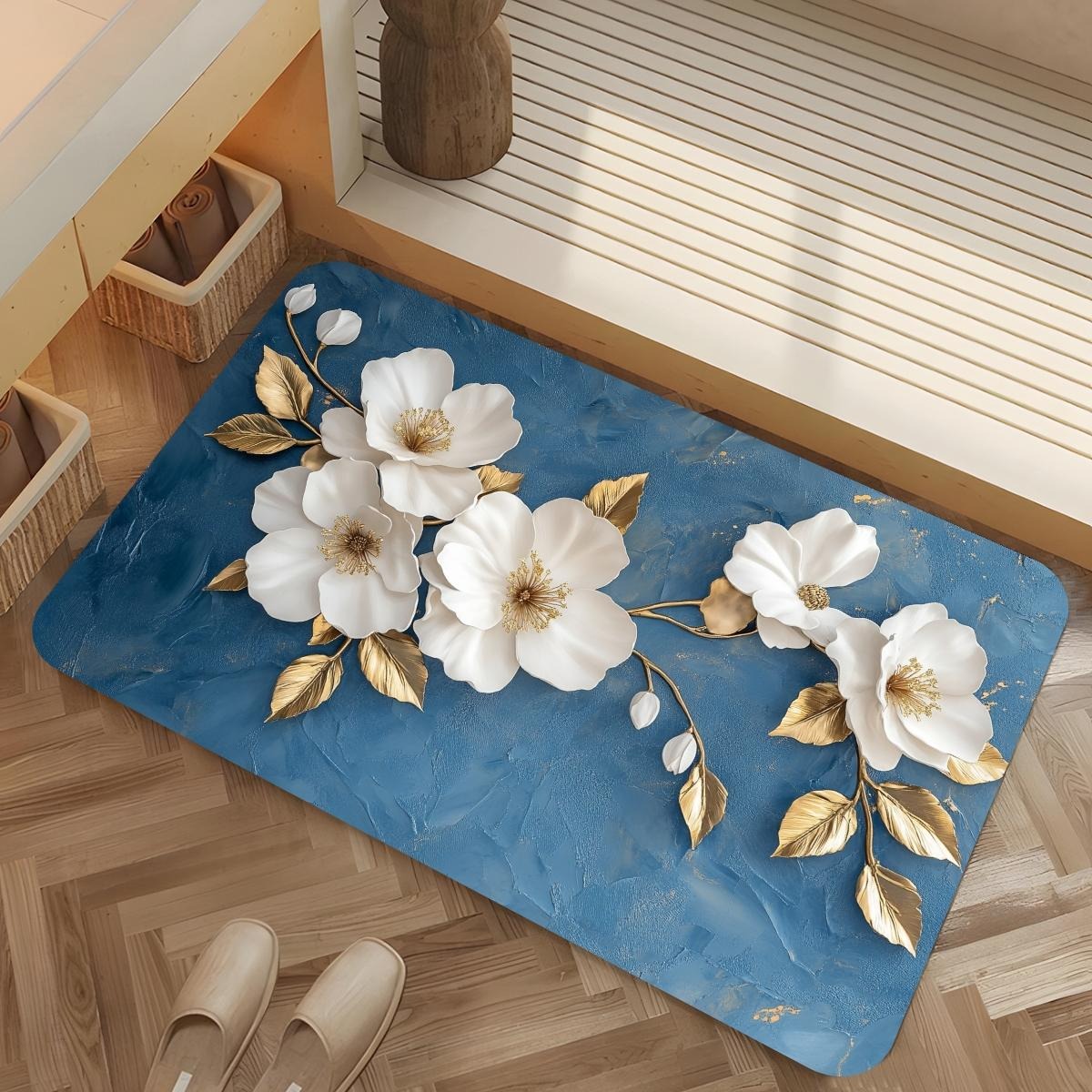 Pastel Pink Hibiscus Floor Mat: Soft Floral Pattern Anti-Slip Door Mat for Bathroom Living Room Kitchen Home Decor: 1200MMx1200MM / Red