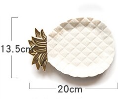 Plateau à Dessert en céramique, feuilles d'ananas, bijoux plat or argent blanc noir boucles d'oreilles anneau assiette décorative bols: S