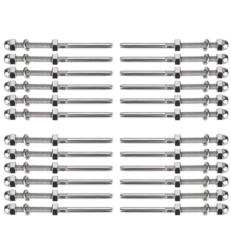 24 Packs Swage Schroefdraad Stud Draad Terminal Stud Dek Kabel Hardware Voor 1/8 Inch Dek Kabel Reling