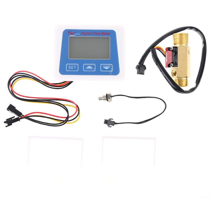 Digital Lcd Display Water Flow Sensor Meter Flowmeter Rotameter Temperature N0HB