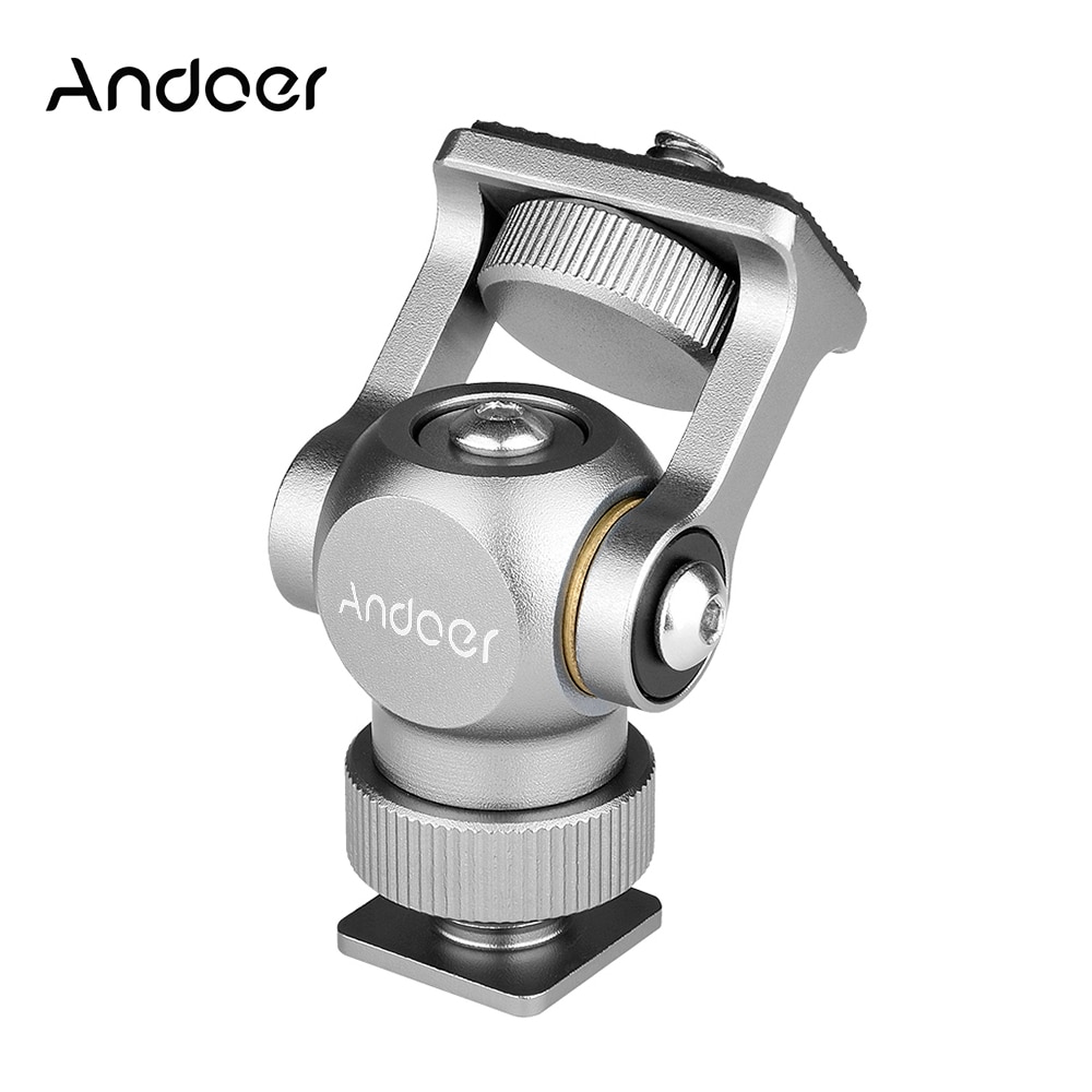 Andoer-soporte para Monitor de vídeo, Mini soporte de luz LED, cabeza de bola, aleación de aluminio, Zapata fría, tornillo de 1/4 pulgadas para cámara DSLR