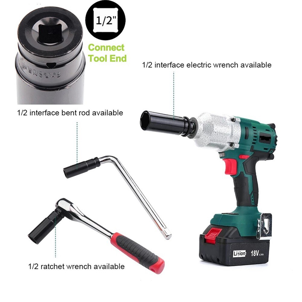 1/2" Drive Socket Impact Wrench Hex Socket Head 8-24mm Adapter Spanner Converter For Hand Repair Tools Accessories