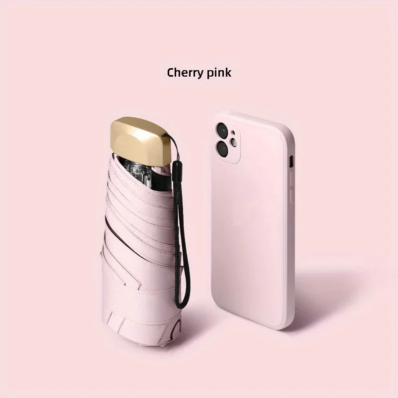 Mini Sonnenschirm kleine Tasche Regenschirm Vinyl Falt schirm UV UV-Schutz Sonnenschutz Tasche Sonnenschirm Kapsel: Rosa