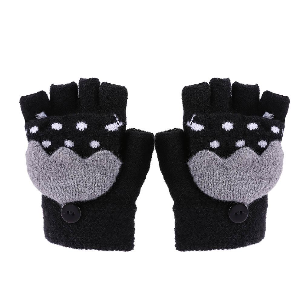 Winter Warme Baby freundlicher Handschuhe Gestrickte Elastische Verdickt Ski lässig Fäustlinge Handschuhe für freundlicher Mädchen Jungen Halten Hand warm: schwarz