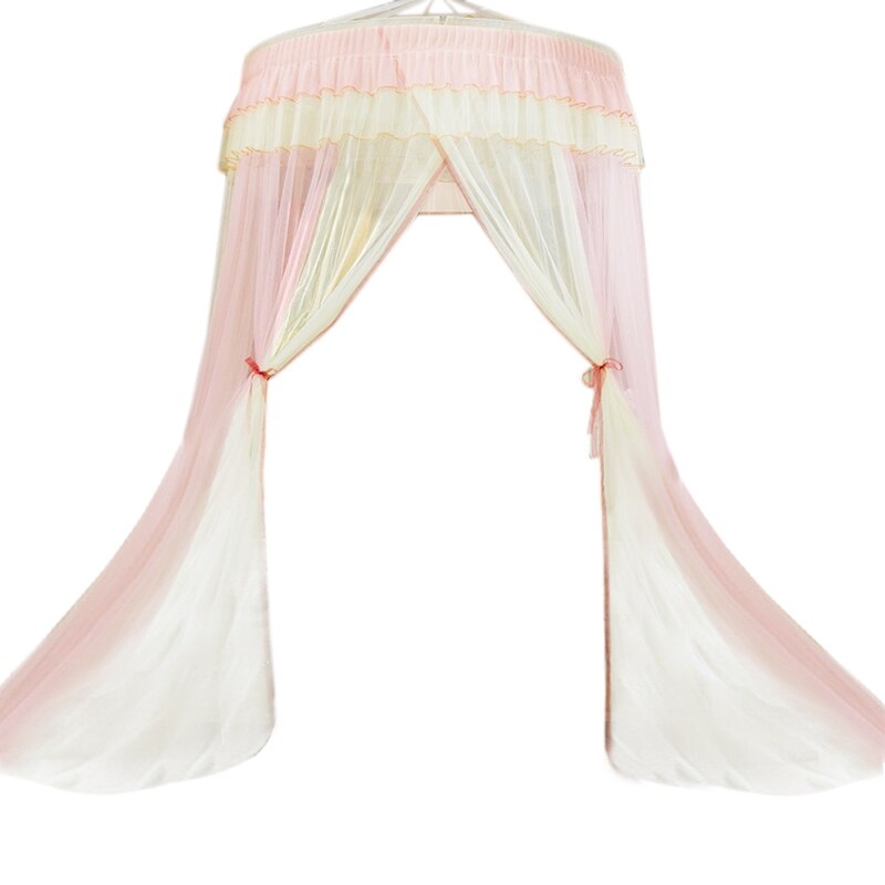 Bed Canopy Double Colors Hung Mosquito Net Princess Bed Tent Curtain Foldable Canopy On The Bed Fairy Lace: Yellow jade colour