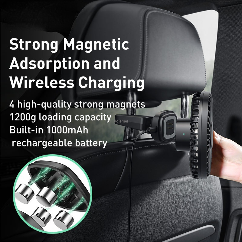 Xiaomi Baseus-ventilador silencioso para coche, aire acondicionado de 12V, rotación de 360 grados, ventilador para asiento trasero de coche con Cable USB 1,5