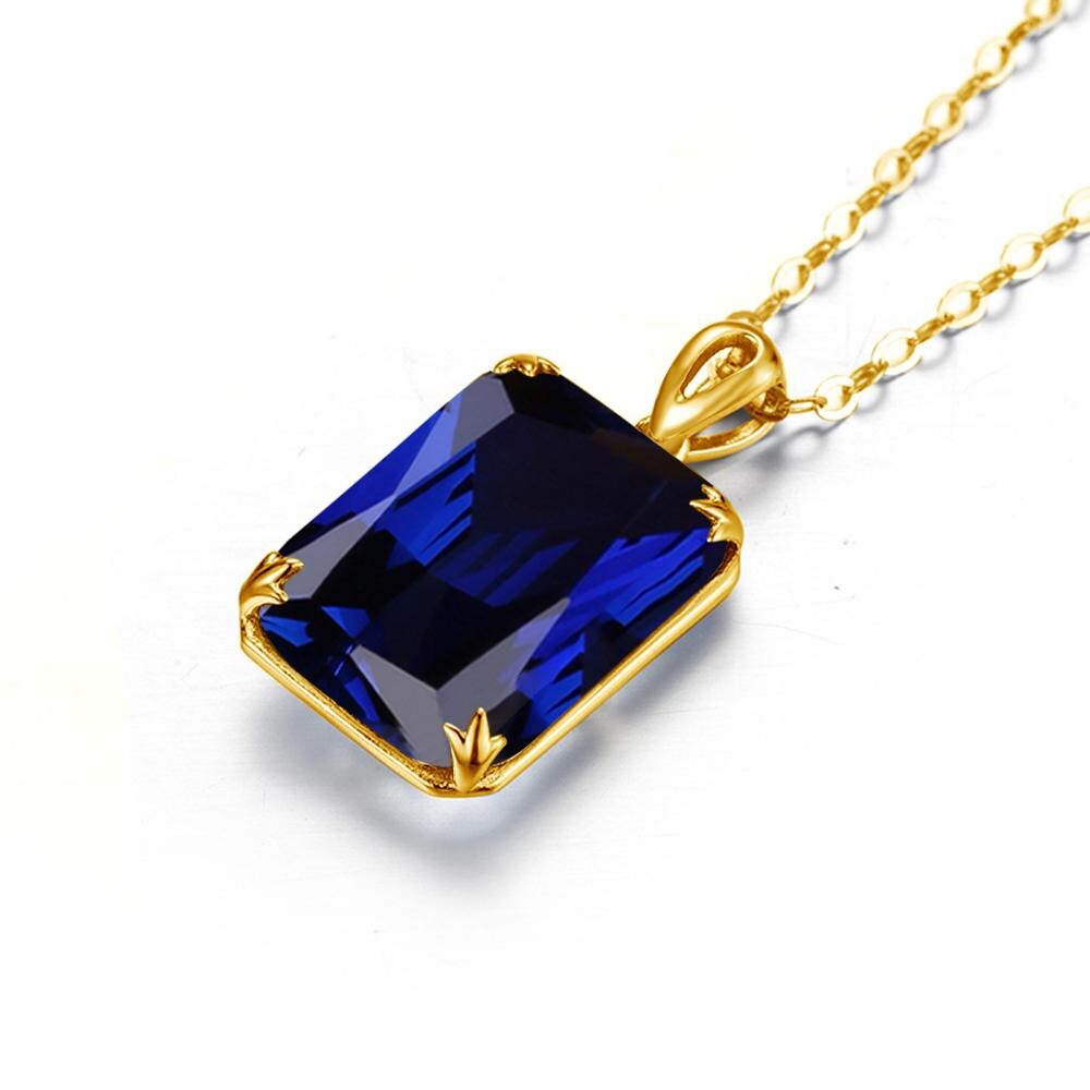 Szjinao Silver Pendant For Women Real 925 Sterling Silver Gold Color Blue Sapphire Statement Pendants Gemstones Fine Jewelry