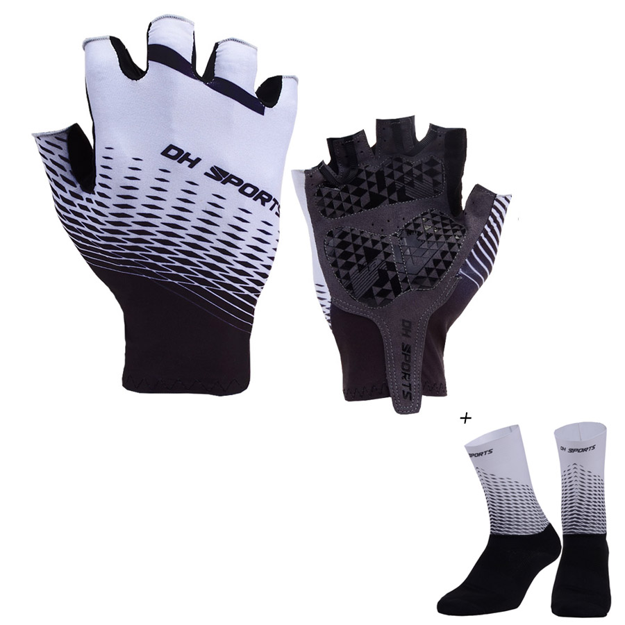 Neue Anti Unterhose Gel Pad Fahrrad Handschuhe mit Socken Kurz halb Finger Radfahren Handschuhe Atmungsaktive draussen-Sport Männer Fahrräder Handschuhe: grau / XL