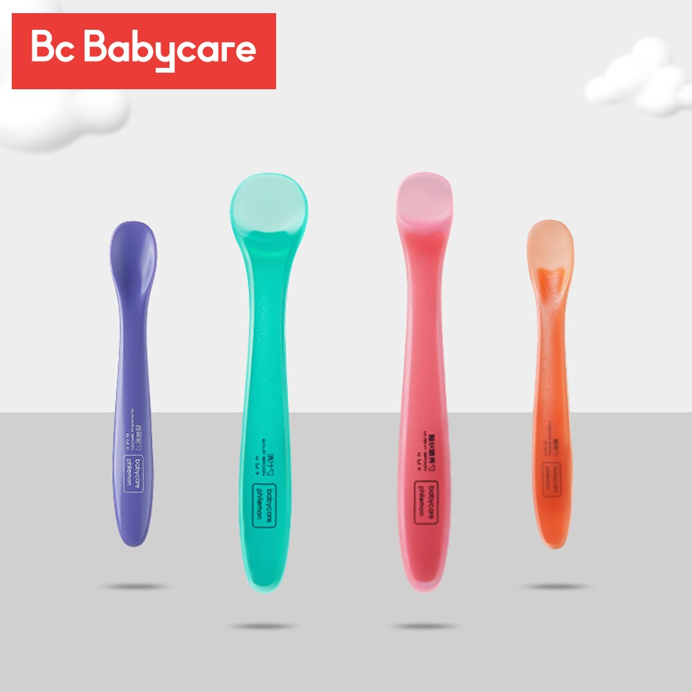 Bc babycare 4/2 st spädbarn matningssked olika funktioner mjuk baby silikon sked säker bestick utbildning matningsverktyg