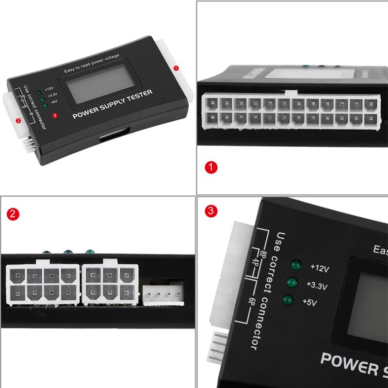 Digitale lcd-scherm pc computer 20/24- pins voeding tester controleer snel bankvoeding vermogen meten diagnostische tester tools