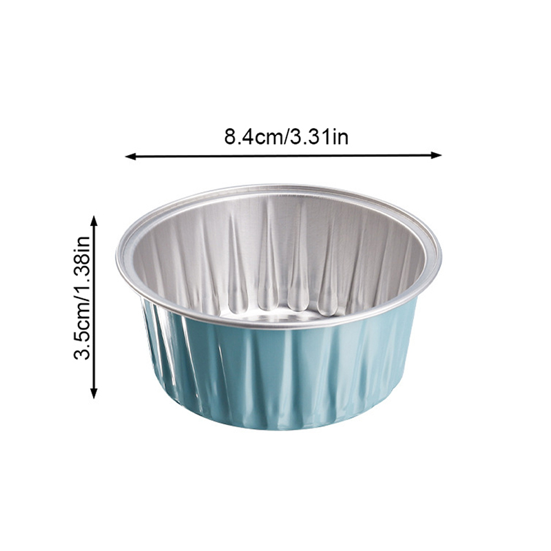 10Pcs Reusable Round Aluminum Foil Tin Cup Pudding Cake Mold Air Fryer Tinfoil Box Small Baking Tray Baking Pastry Tools