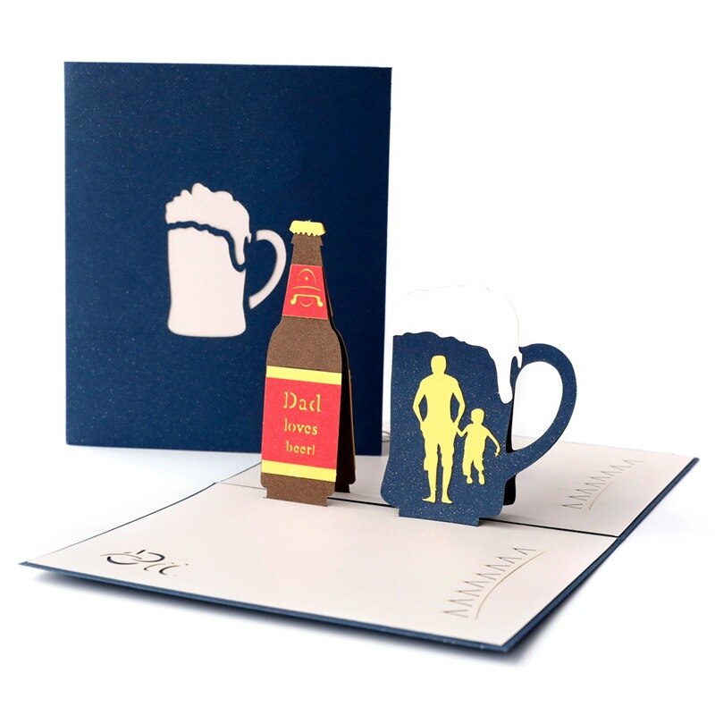 Happy Fathers Day Card 3D Pop-Up Birthday Cards for Dad Handmade Greeting Card with Envelope: B