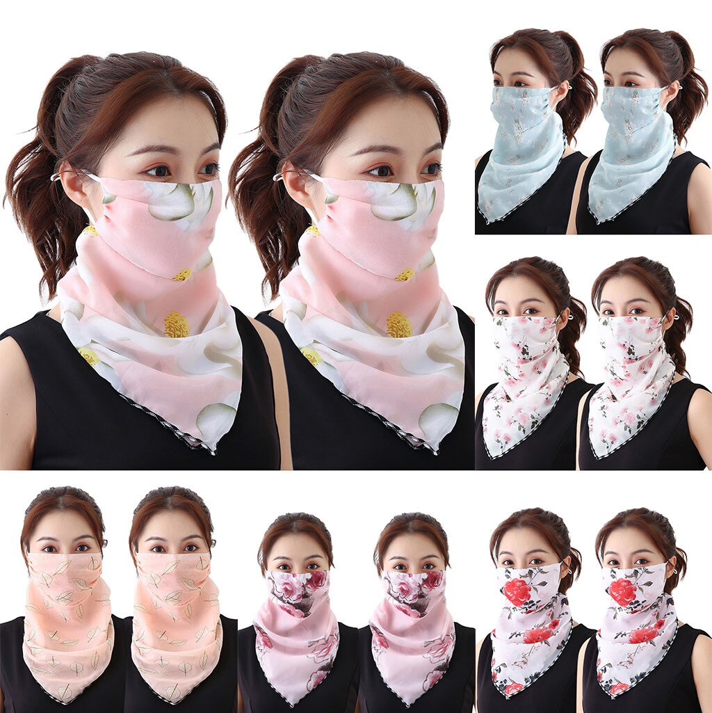 2pc Unisex Face Neck Cover Scarf Earloop Face Mask Balaclava Breathable Scarf Bandana Outdoor Sport Bike Sun Protection Scarves