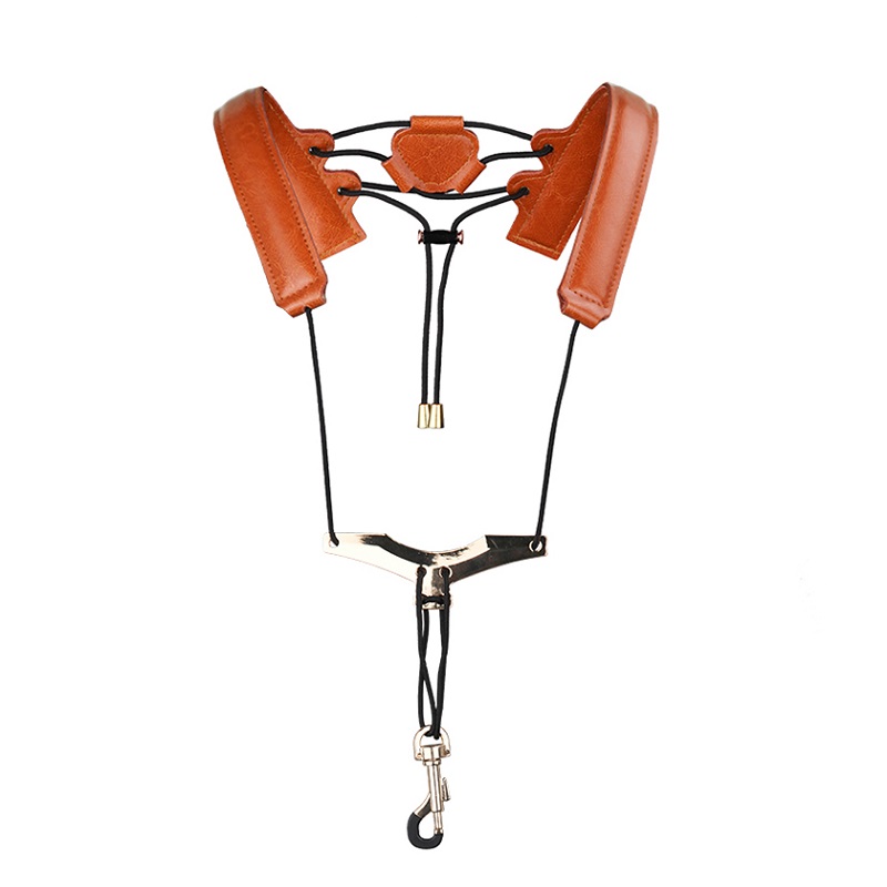 Verstelbare Lederen Saxofoon Schouder Neck Strap Met Gesp Breedte 24Mm Voor Sax Spelers Muziek Liefhebbers Kleur Zwart/Bruin: brown
