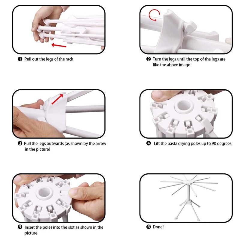 Stendino per pasta, supporto per asciugare la pasta pieghevole, supporto per asciugatrice per spaghetti a 10 bracci per pasta fresca fatta in casa