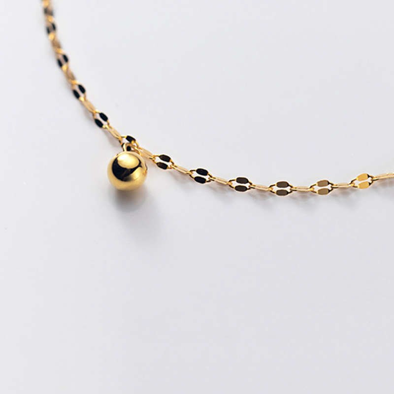 Ponykiss trendiges fußkettchen mit  s925 glänzenden goldperlen aus sterlingsilber, damenschmuck, partyschmuck, allergievorbeugend