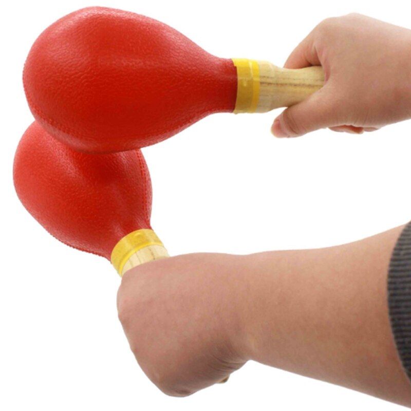 1 Pair Portable Plastic Maracas Wood Handle Egg Shakers Sand Hammer Rattles Percussion Musical Accessory