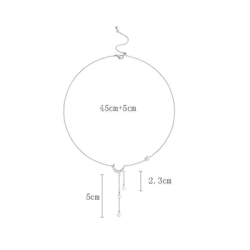 Zoete Zilveren Kleur Ster Maan Kwastje Kettingen Voor Vrouwen Choker Collares Bruiloft Sieraden