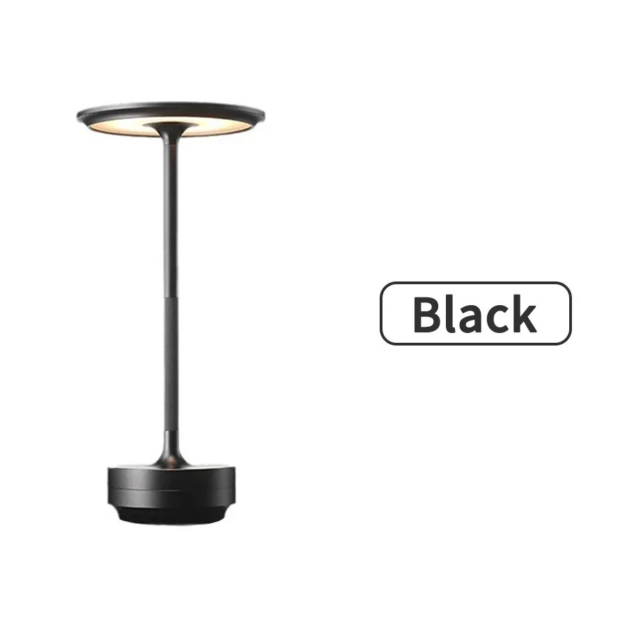 Oplaadbare draadloze tafellamp voor slaapkamer, oplaadbaar, aanraaklamp, campingkaars, creatief, USB-C, bureaulamp: Black