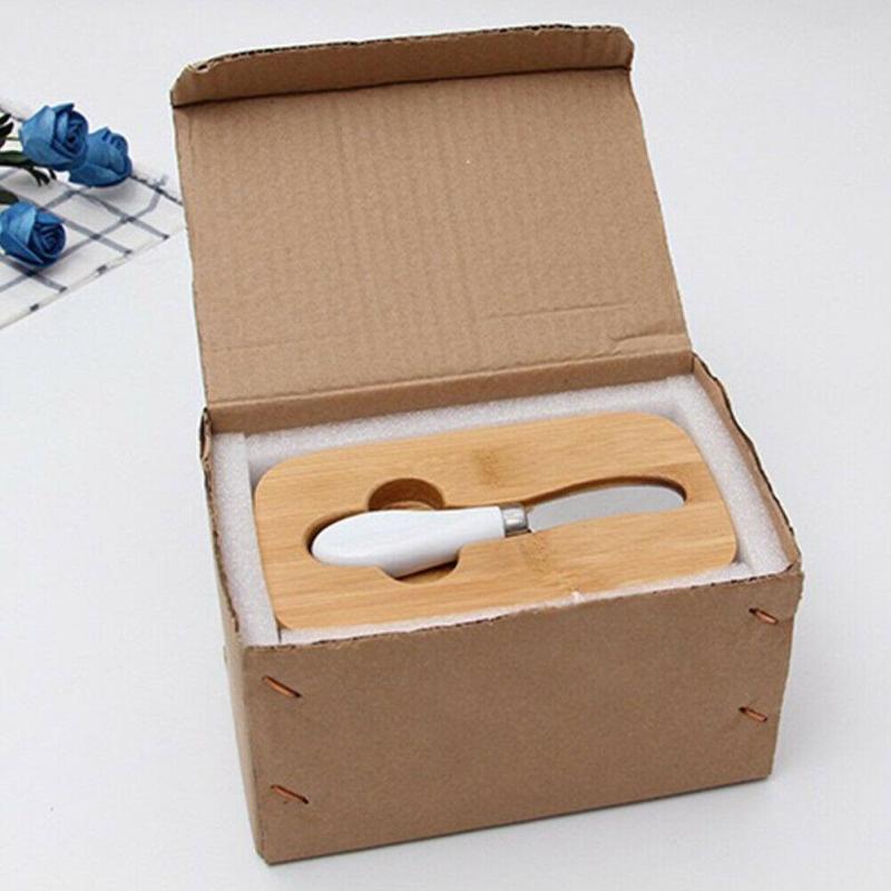 Butter Box Nordic Ceramic Container Storage Tray Dish Cheese Food Tool Kitchen Keeper Wood Cover Sealing Plate+ Knife Sealed Can