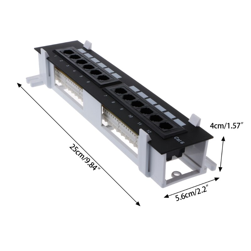 12 Poort CAT6 Patch Panel RJ45 Networking Wall Mount Rack Beugel